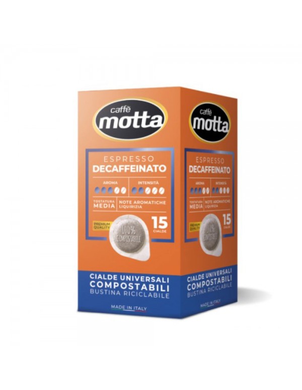 Motta - Cialda Decaffeinato, 15x χάρτινες ταμπλέτες συμβατές με μηχανή E.S.E. Pod