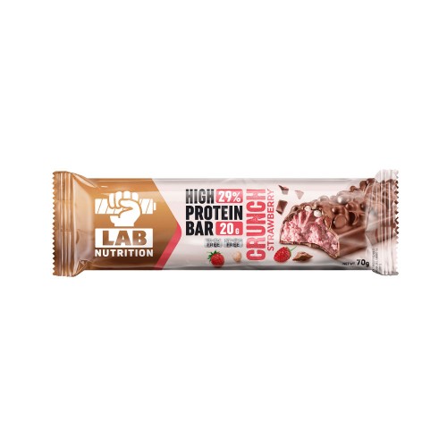 Μπάρα υψηλής πρωτεΐνης Lab - Φράουλα crunch, 70gr